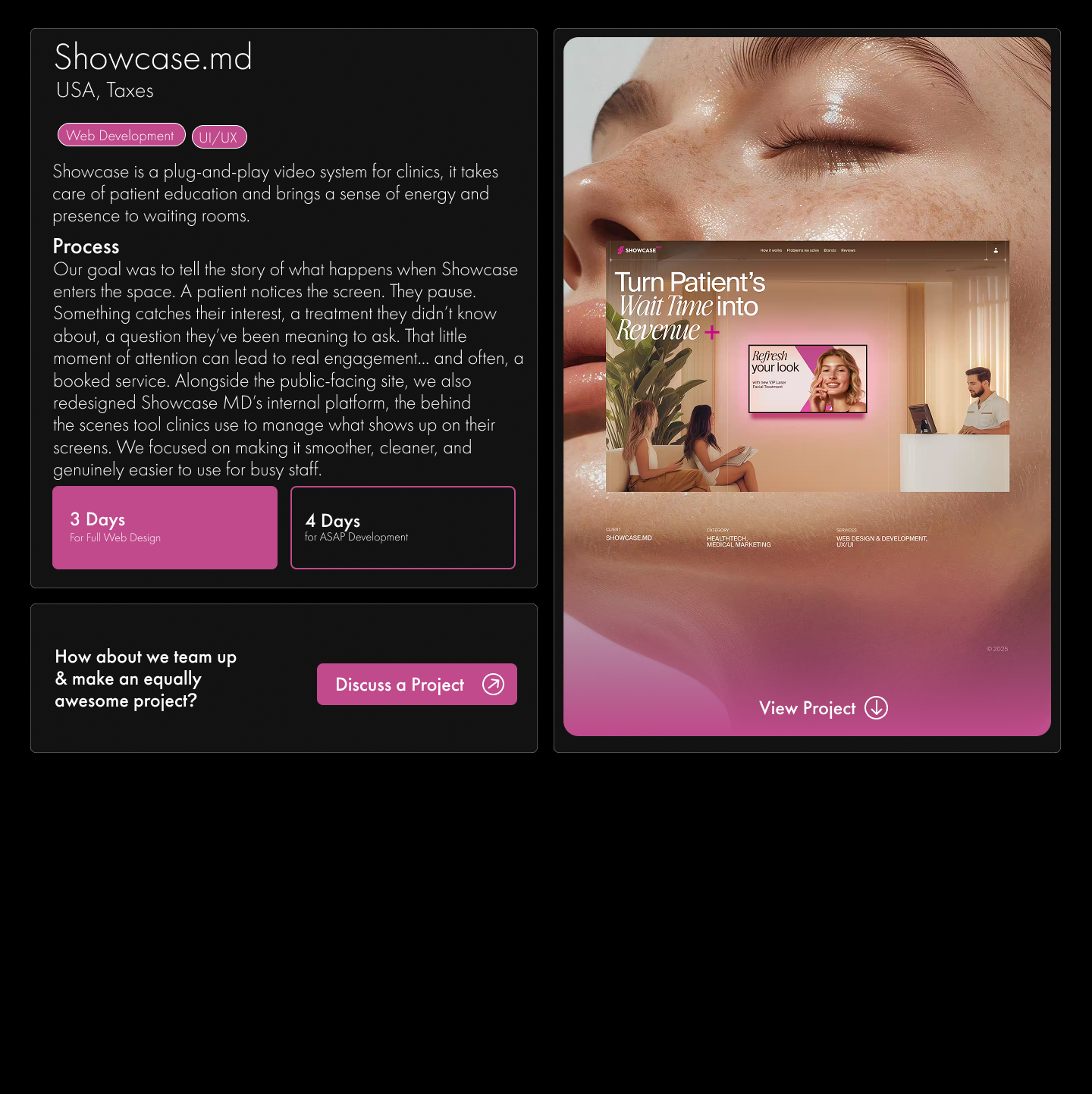 Showcase.md case study preview